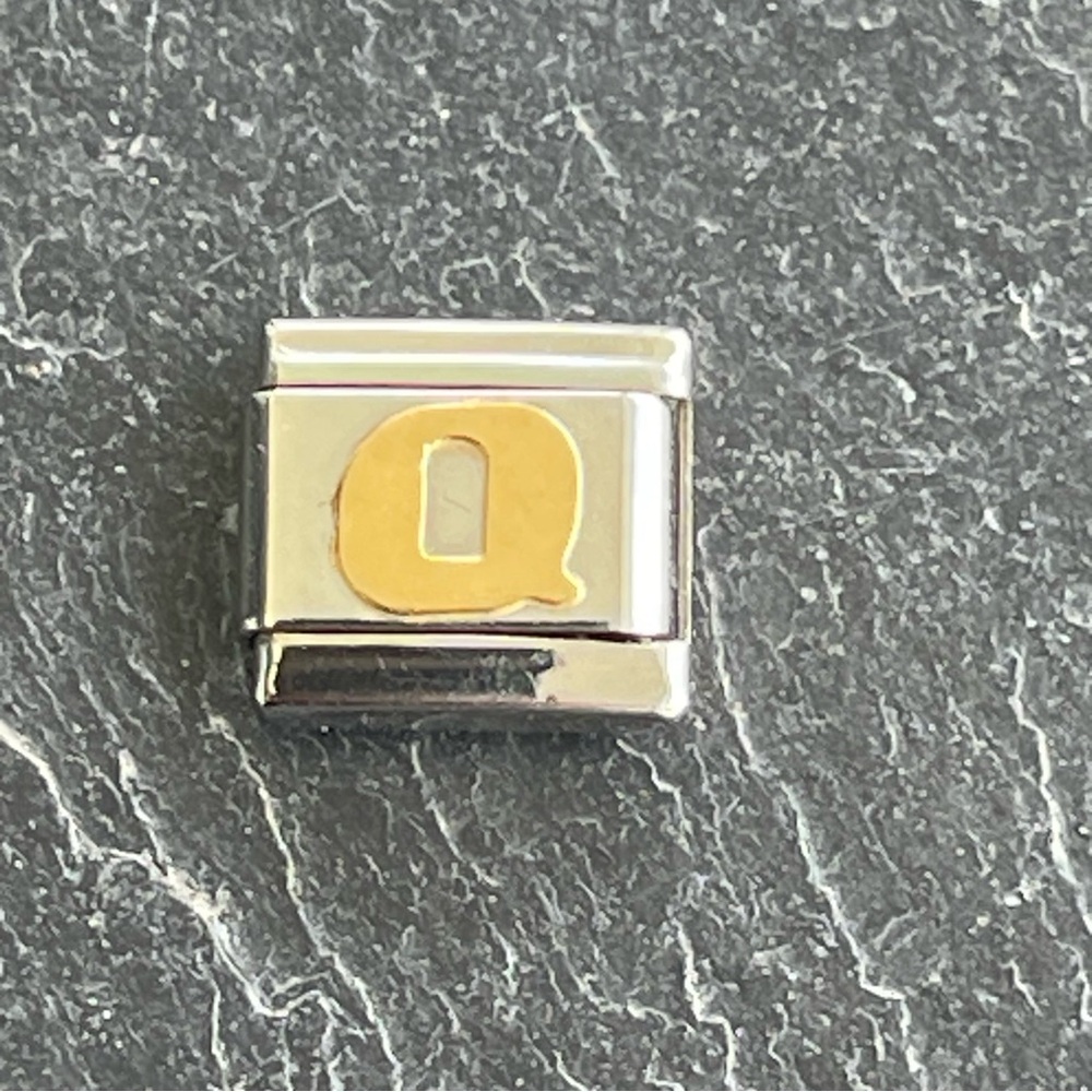Zoppini Stainless Steel and Gold Letter Q Charm